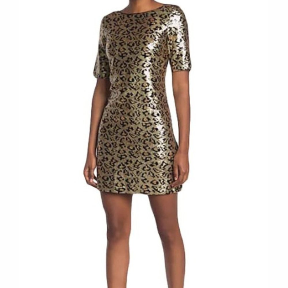 Betsey Johnson Women's Y2KLeopard Sequined Mini Cocktail Dress